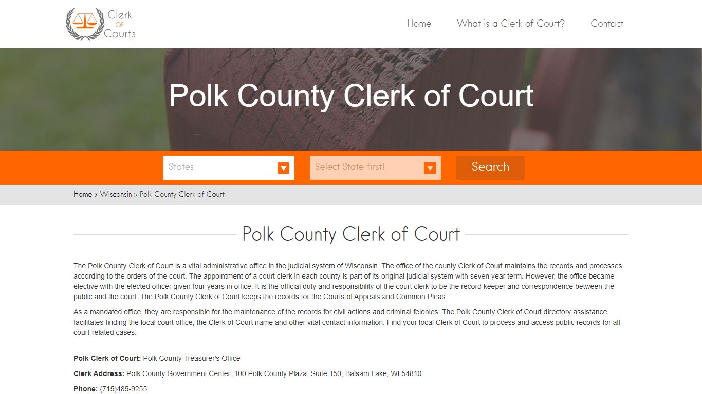 Find Your Polk County Clerk of Courts in WI - clerk-of-courts.com